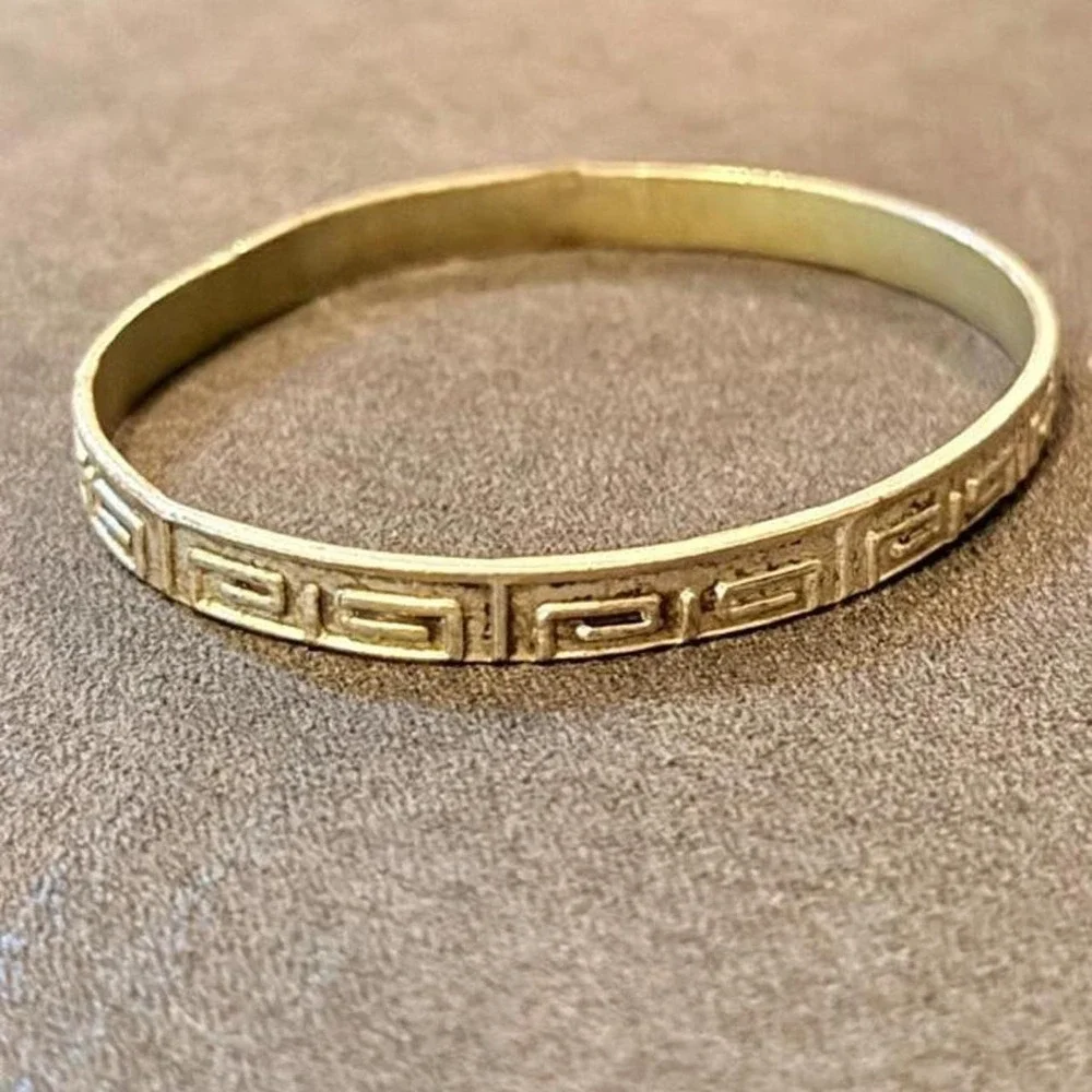 Silver Greek Key Bangle Bracelet